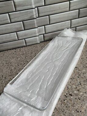 New Rectangular Ripple Texture Glass Platter Tray
